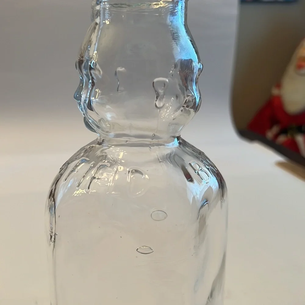 Vintage Brookfield Baby Face Double Top Clear Glass Quart Milk Bottle 1940s